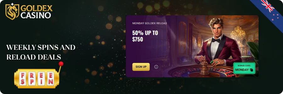 Goldex Casino Free Spins and Reload Bonuses