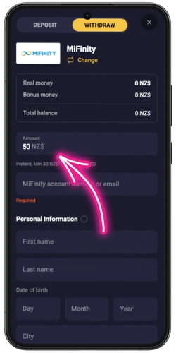 Entering a payout amount in New Zealand dollars