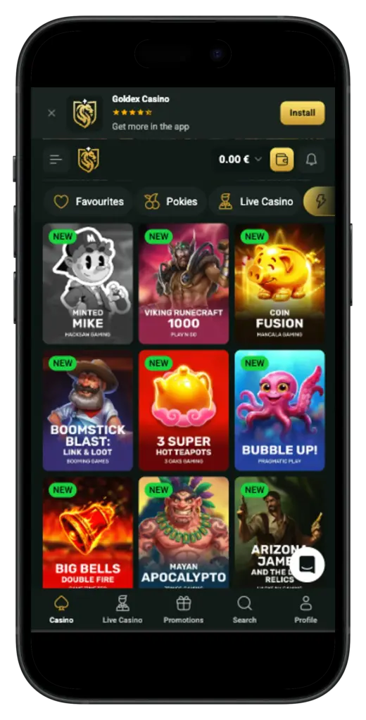 Play games on Goldex Casino